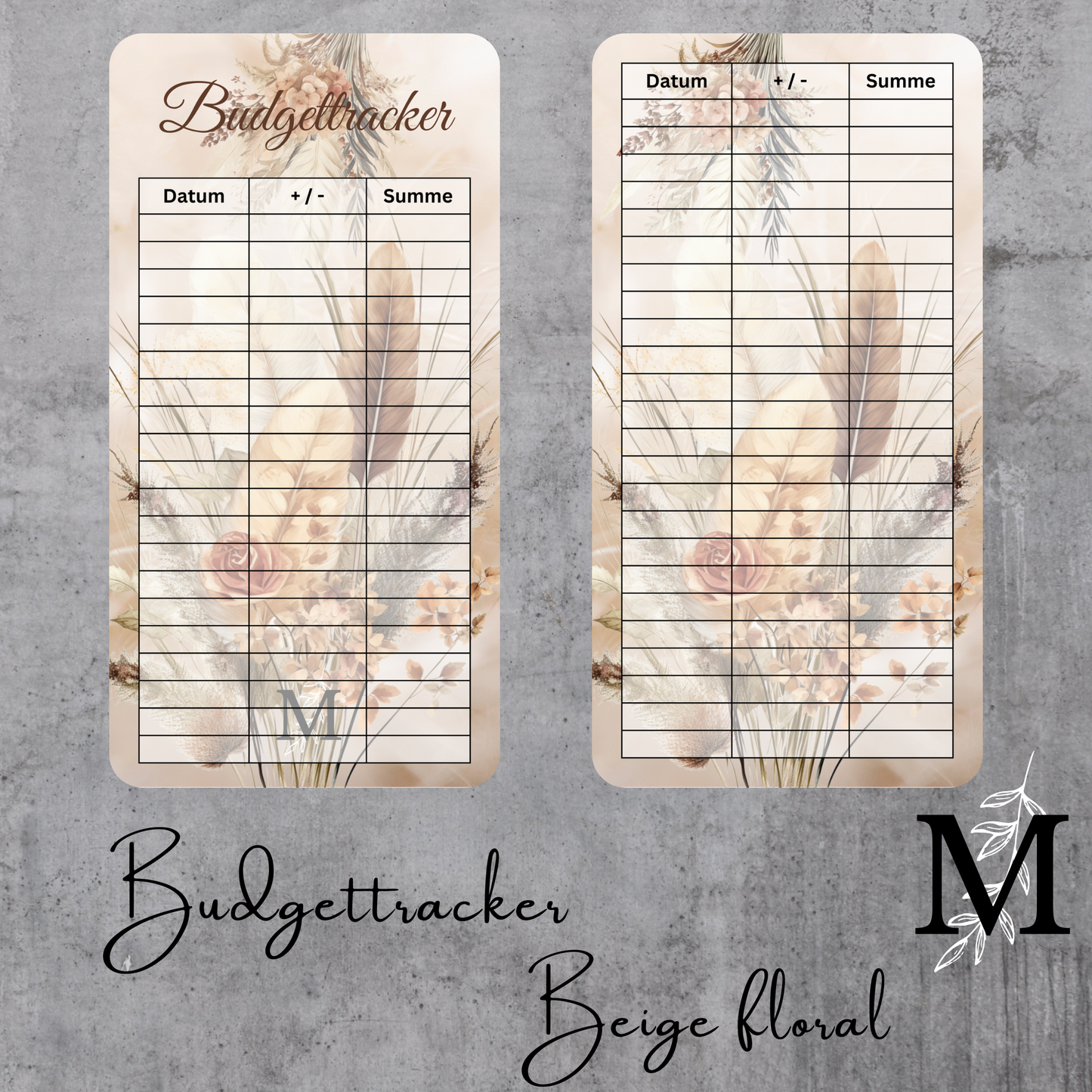 Budgettracker A6 Beige floral