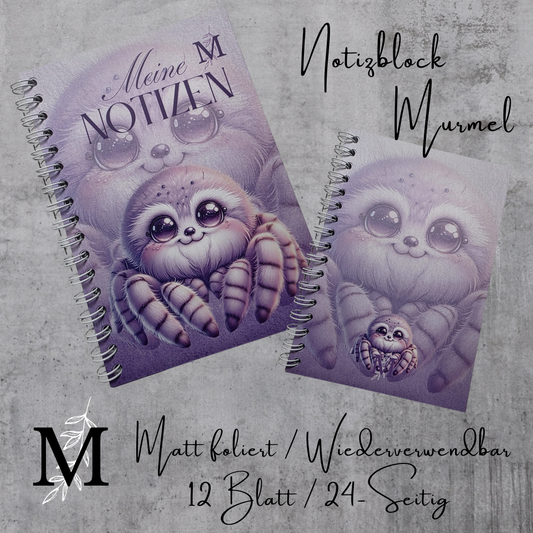 Notizblock Murmel foliert A6 Spiralbindung