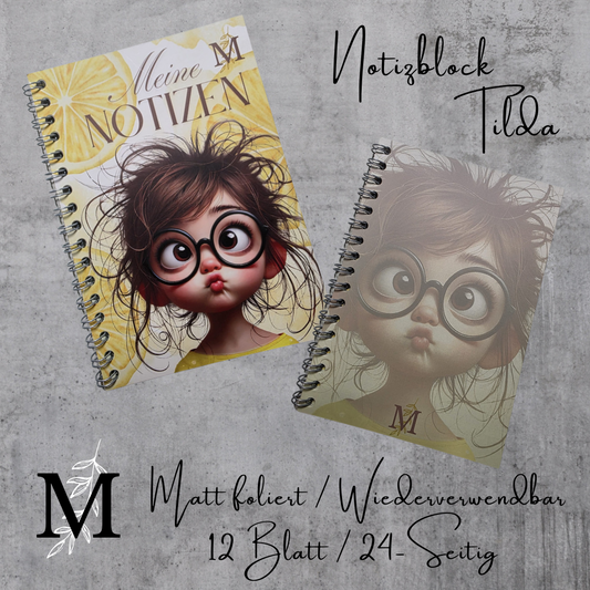 Notizblock Tilda foliert A6 Spiralbindung